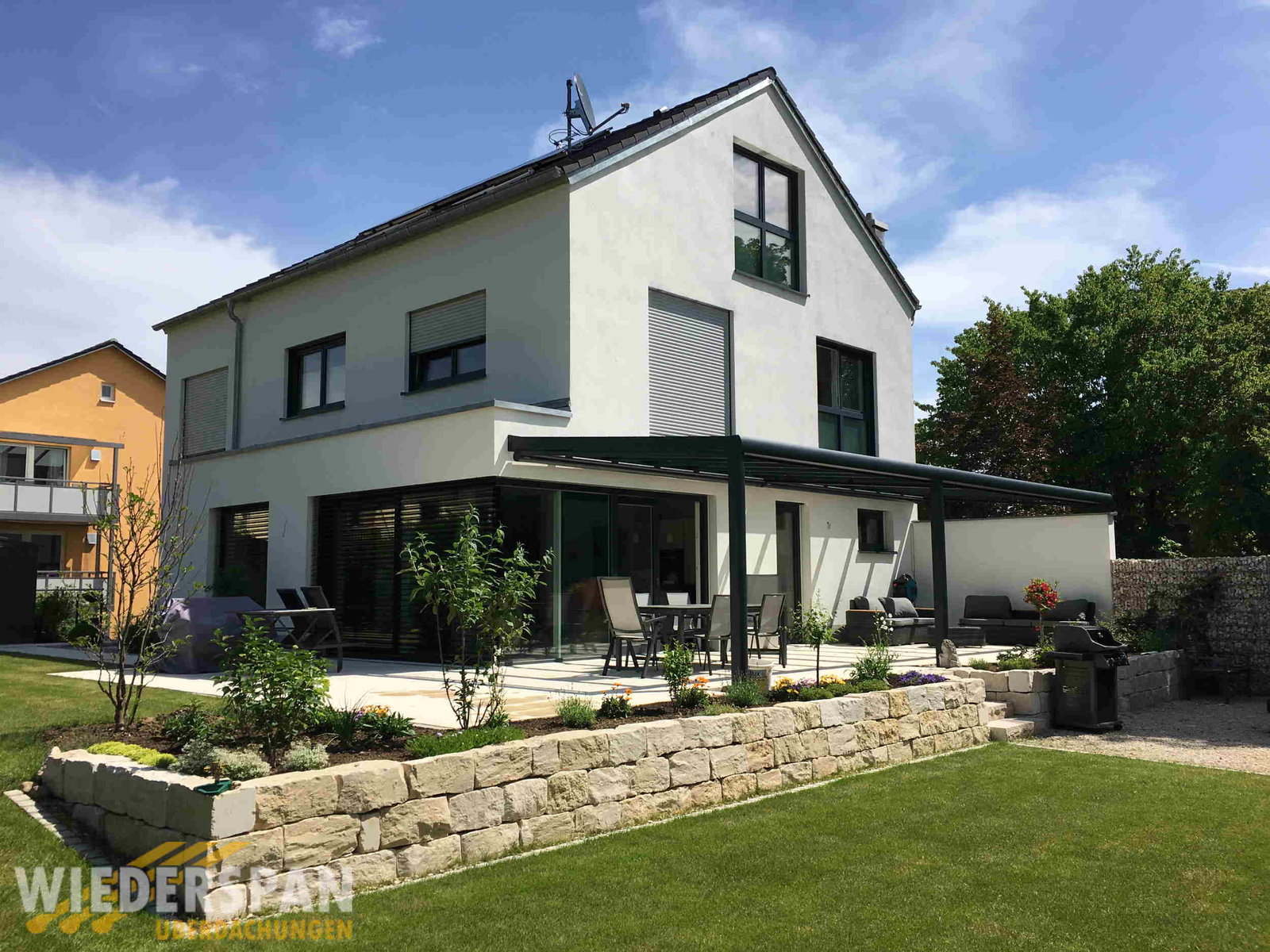 Terrassenüberdachung mit Beschattung, WD200 10 x 3,5 m Koppelanlage, Augsburg