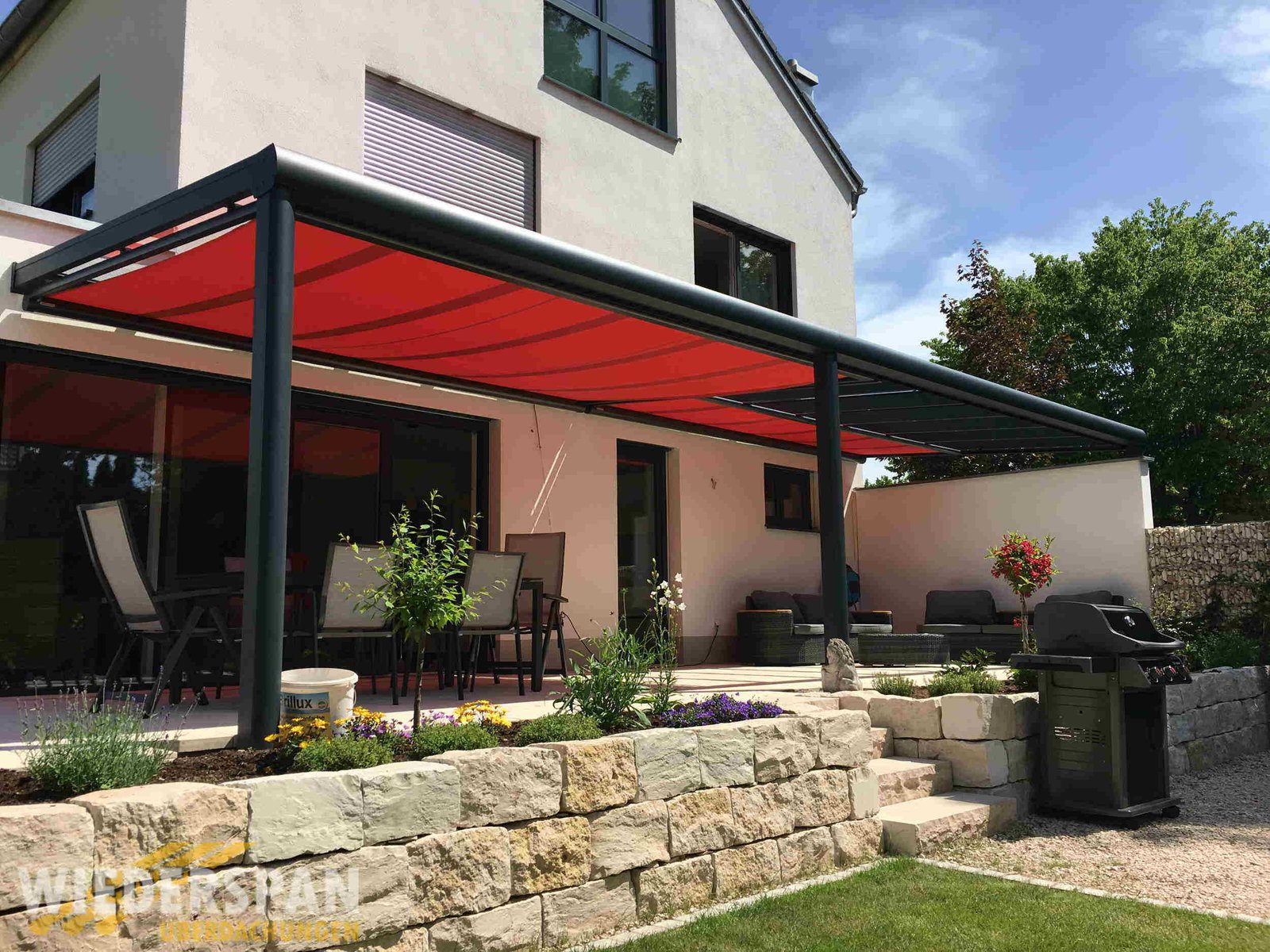 Terrassenüberdachung mit Beschattung, WD200 10 x 3,5 m Koppelanlage, Augsburg