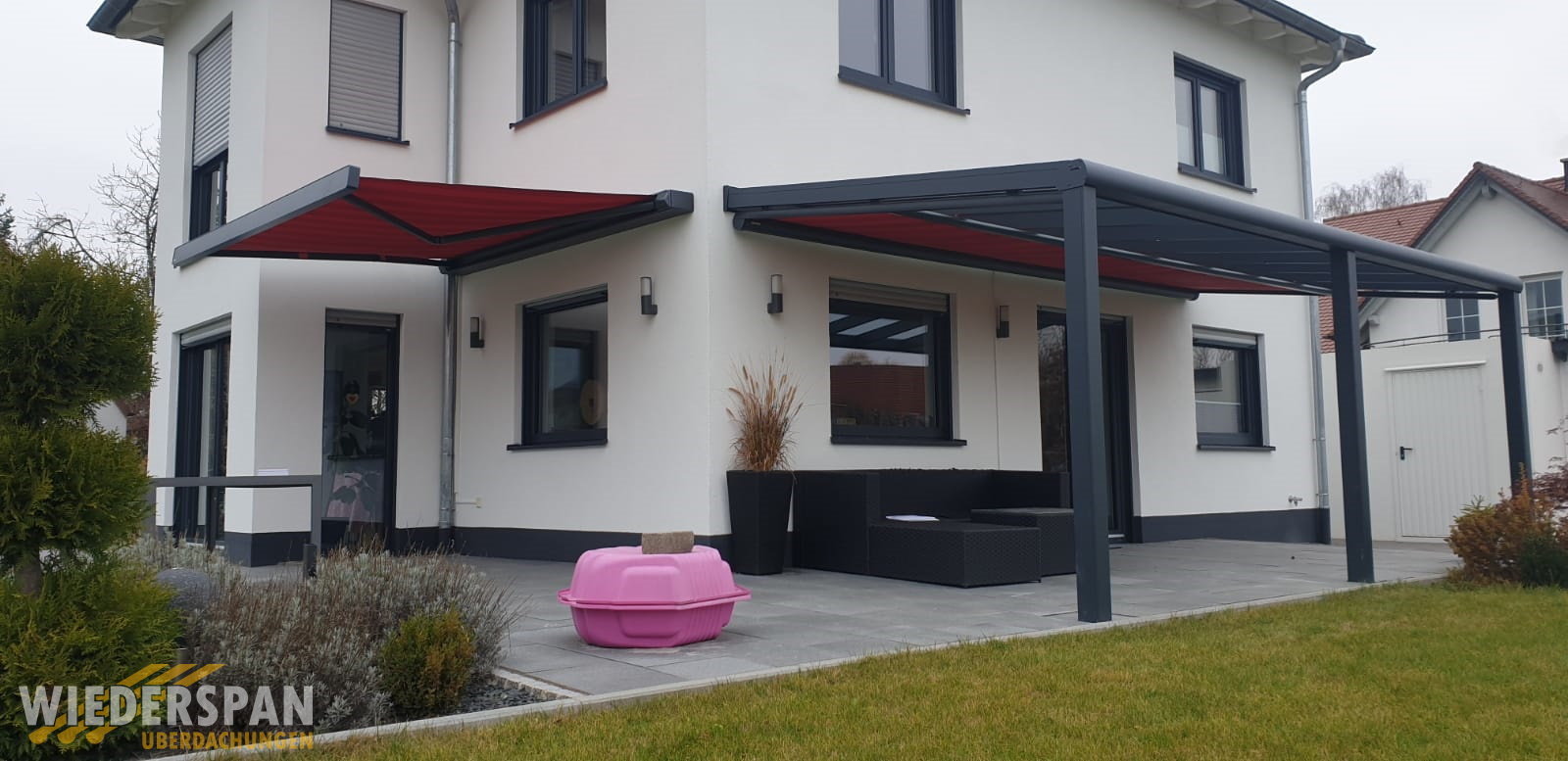 Terrassenüberdachung WD180 6 x 3 m, Unterglasmarkise, Beschattung, Sonnenschutz, Augsburg