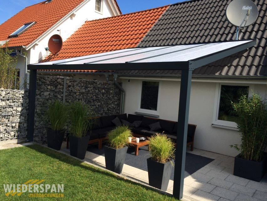 Aufdachüberdachung WD200 mit Polycarbonat-Eindeckung 5 x 3,50 m, Graben