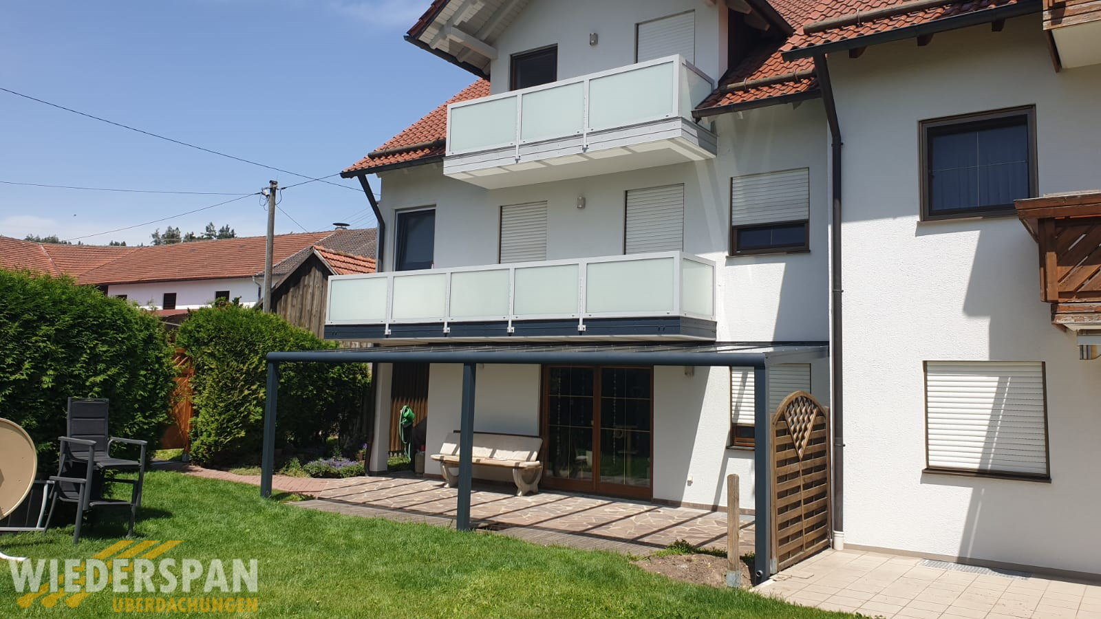 Terrassenüberdachung WD180 7,70 x 3,60 m, Balkongeländer, Langweid