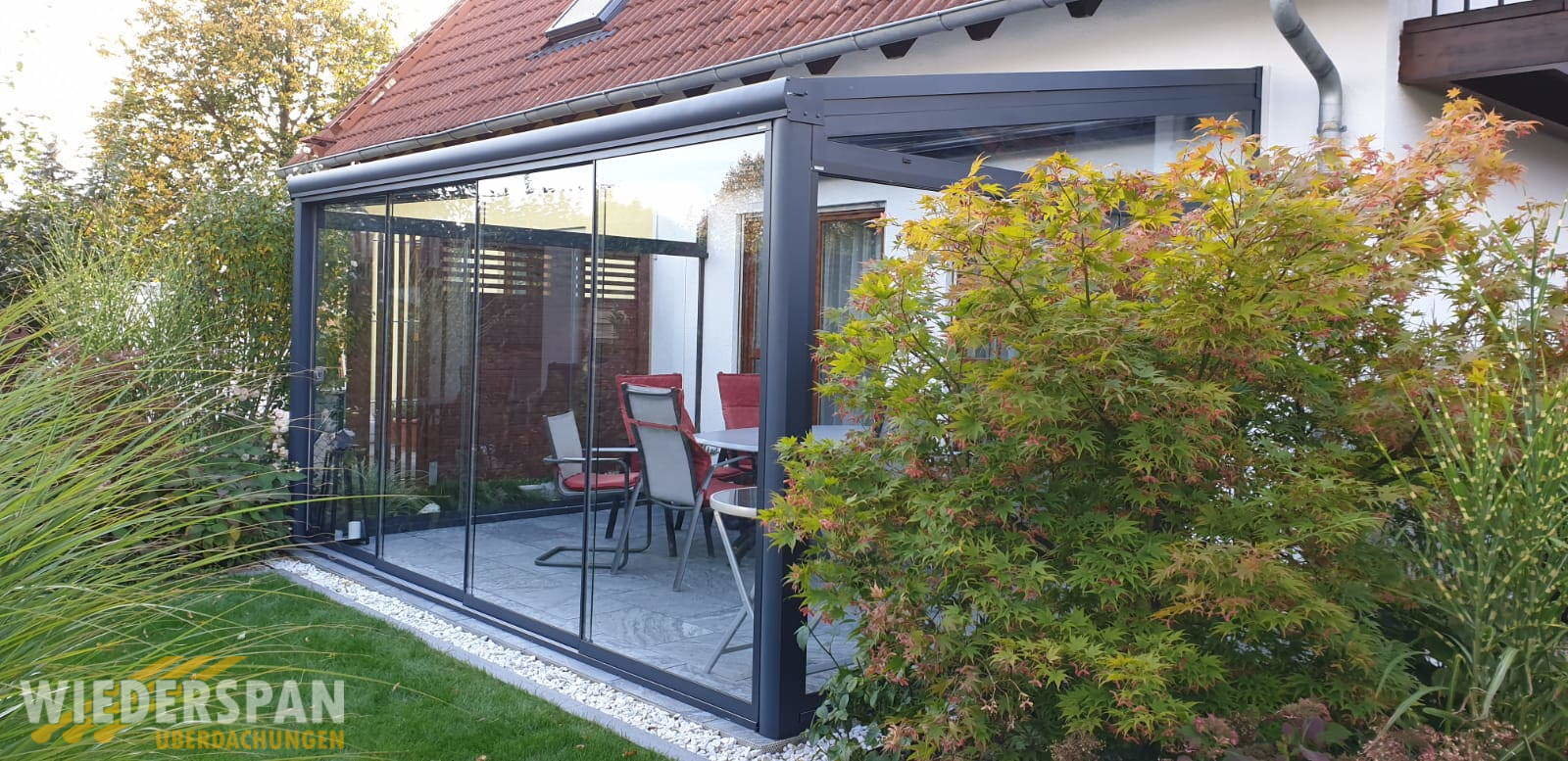 Kalter Wintergarten WD200 4,50 x 3,20 m, Keil und Ganz-Glas-Schiebeanlagen, Wehringen